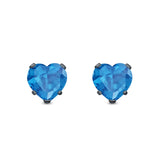 Heart Stud Earrings Simulated Cubic Zirconia 925 Sterling Silver (4mm-8mm)