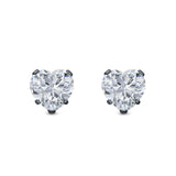 Heart Stud Earrings Simulated Cubic Zirconia 925 Sterling Silver (4mm-8mm)