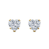 Heart Stud Earrings Simulated Cubic Zirconia 925 Sterling Silver (4mm-8mm)