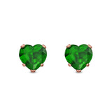 Heart Stud Earrings Simulated Cubic Zirconia 925 Sterling Silver (4mm-8mm)