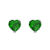 Heart Stud Earrings Simulated Cubic Zirconia 925 Sterling Silver (4mm-8mm)