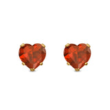 Heart Stud Earrings Simulated Cubic Zirconia 925 Sterling Silver (4mm-8mm)