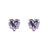 Heart Stud Earrings Simulated Cubic Zirconia 925 Sterling Silver (4mm-8mm)