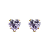 Heart Stud Earrings Simulated Cubic Zirconia 925 Sterling Silver (4mm-8mm)