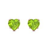 Heart Stud Earrings Simulated Cubic Zirconia 925 Sterling Silver (4mm-8mm)