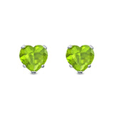 Heart Stud Earrings Simulated Cubic Zirconia 925 Sterling Silver (4mm-8mm)