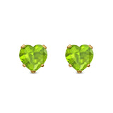 Heart Stud Earrings Simulated Cubic Zirconia 925 Sterling Silver (4mm-8mm)