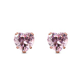 Heart Stud Earrings Simulated Cubic Zirconia 925 Sterling Silver (4mm-8mm)