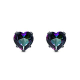 Heart Stud Earrings Simulated Cubic Zirconia 925 Sterling Silver (4mm-8mm)