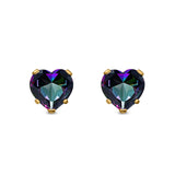 Heart Stud Earrings Simulated Cubic Zirconia 925 Sterling Silver (4mm-8mm)