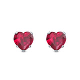 Heart Stud Earrings Simulated Cubic Zirconia 925 Sterling Silver (4mm-8mm)