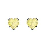 Heart Stud Earrings Simulated Cubic Zirconia 925 Sterling Silver (4mm-8mm)