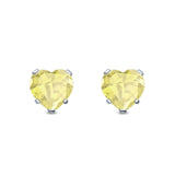 Heart Stud Earrings Simulated Cubic Zirconia 925 Sterling Silver (4mm-8mm)