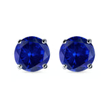 Stud Earrings Round Simulated Cubic Zirconia 925 Sterling Silver (3mm-12mm)