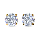 Stud Earrings Round Simulated Cubic Zirconia 925 Sterling Silver (3mm-12mm)