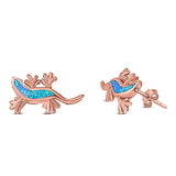 Lizard Stud Earring Created Opal Solid 925 Sterling Silver (21mm)