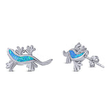 Lizard Stud Earring Created Opal Solid 925 Sterling Silver (21mm)