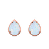 Solitaire Teardrop Pear Stud Earrings Created Opal 925 Sterling Silver