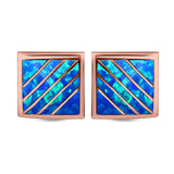 Stud Earring Square Shape Lab Created Opal 925 Sterling Silver (13mm)