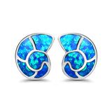 Solitaire Stud Earring Lab Created Opal 925 Sterling Silver (14mm)