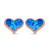 Heart Stud Earrings Created Opal 925 Sterling Silver (10mm)