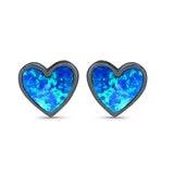 Stud Heart Earrings Created Opal 925 Sterling Silver(8mm)