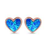 Stud Heart Earrings Created Opal 925 Sterling Silver(8mm)