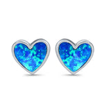 Stud Heart Earrings Created Opal 925 Sterling Silver(8mm)
