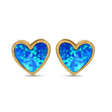 Stud Heart Earrings Created Opal 925 Sterling Silver(8mm)