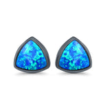 Stud Triangle Earrings Created Opal 925 Sterling Silver(8mm)