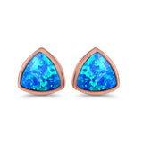 Stud Triangle Earrings Created Opal 925 Sterling Silver(8mm)