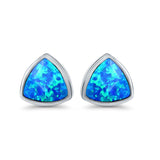 Stud Triangle Earrings Created Opal 925 Sterling Silver(8mm)