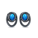 Stud Round Earrings Created Opal 925 Sterling Silver (8mm)