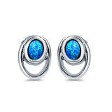 Stud Round Earrings Created Opal 925 Sterling Silver (8mm)