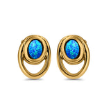 Stud Round Earrings Created Opal 925 Sterling Silver (8mm)