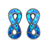 Infinity Sign Stud Earring Lab Created Blue Opal Simulated CZ 925 Sterling Silver (23mm)