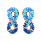 Infinity Sign Stud Earring Lab Created Blue Opal Simulated CZ 925 Sterling Silver (23mm)