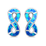 Infinity Sign Stud Earring Lab Created Blue Opal Simulated CZ 925 Sterling Silver (23mm)