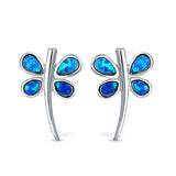 Firefly Stud Earring Lab Created Opal 925 Sterling Silver (18mm)