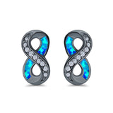 Infinity Stud Earrings Lab Created Opal 925 Sterling Silver (15mm)