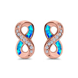 Infinity Stud Earrings Lab Created Opal 925 Sterling Silver (15mm)
