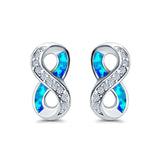 Infinity Stud Earrings Lab Created Opal 925 Sterling Silver (15mm)