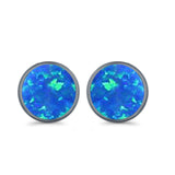 Stud Earrings Lab Created Opal 925 Sterling Silver (14mm)