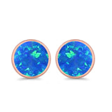 Stud Earrings Lab Created Opal 925 Sterling Silver (14mm)