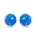 Stud Earrings Lab Created Opal 925 Sterling Silver (14mm)