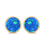 Stud Earrings Lab Created Opal 925 Sterling Silver (14mm)