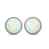 Stud Earrings Lab Created Opal 925 Sterling Silver (14mm)