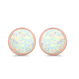 Stud Earrings Lab Created Opal 925 Sterling Silver (14mm)
