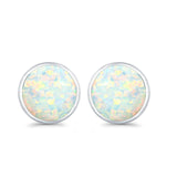 Stud Earrings Lab Created Opal 925 Sterling Silver (14mm)