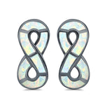 Stud Earrings Lab Created Opal 925 Sterling Silver (17mm)